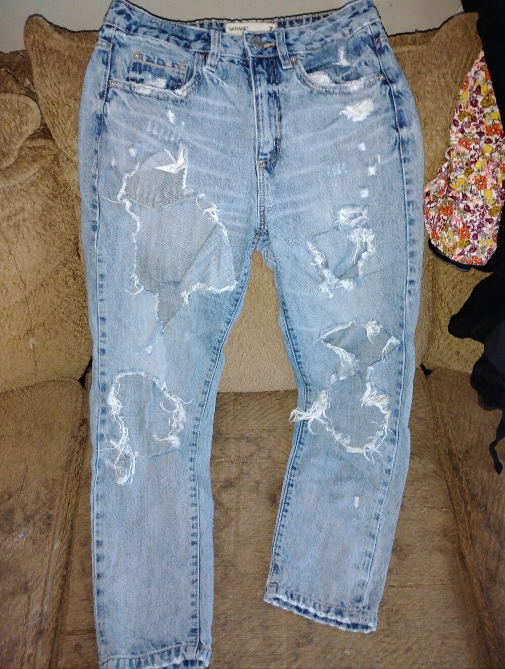 Garage Light Blue Distressed Boyfriend Jeans